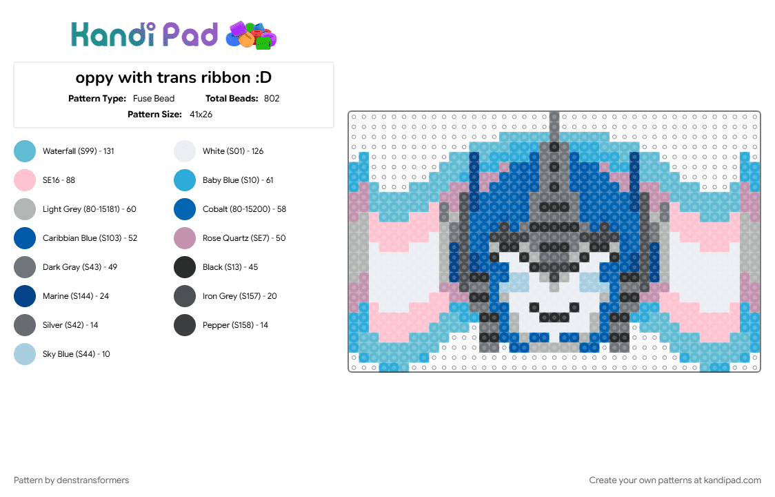 oppy with trans ribbon :D - Fuse Bead Pattern by denstransformers on Kandi Pad - blue, light blue, optimus prime, pink, trans, transformers