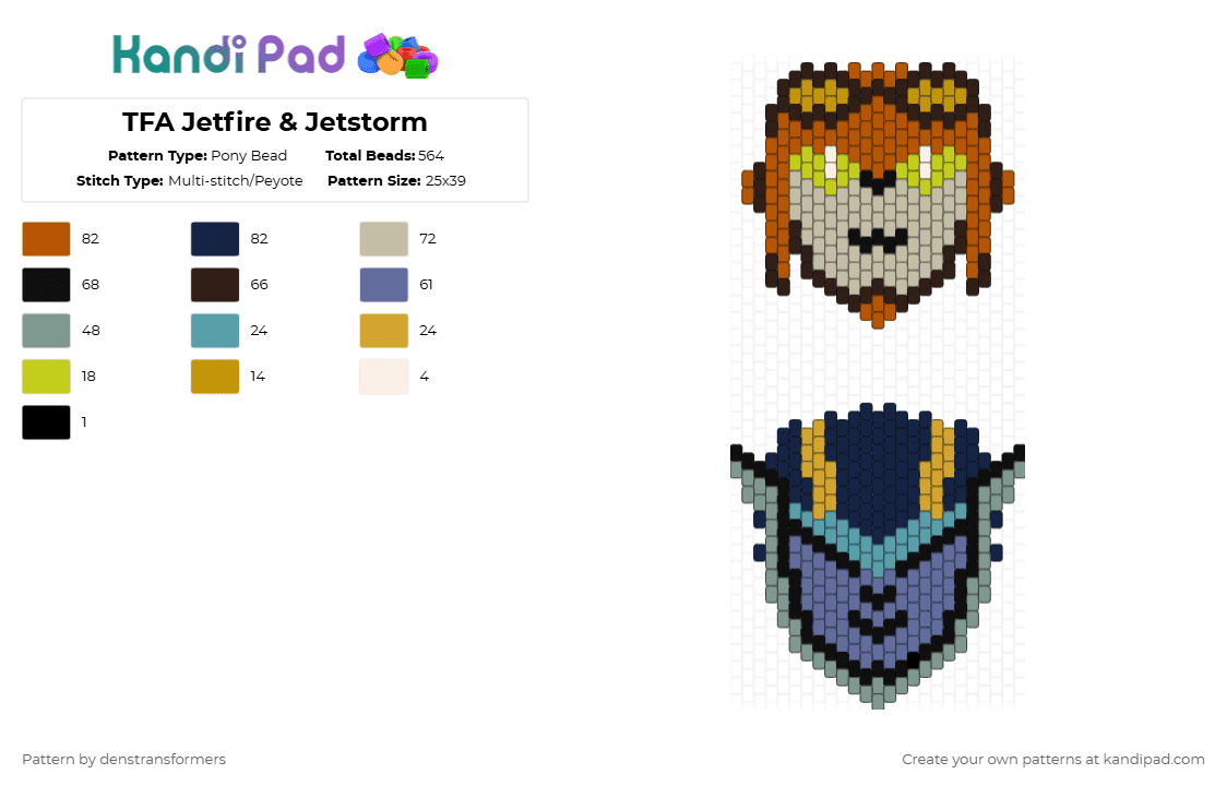TFA Jetfire & Jetstorm - Pony Bead Pattern by denstransformers on Kandi Pad - tfa,jetstorm,jetfire,transformers