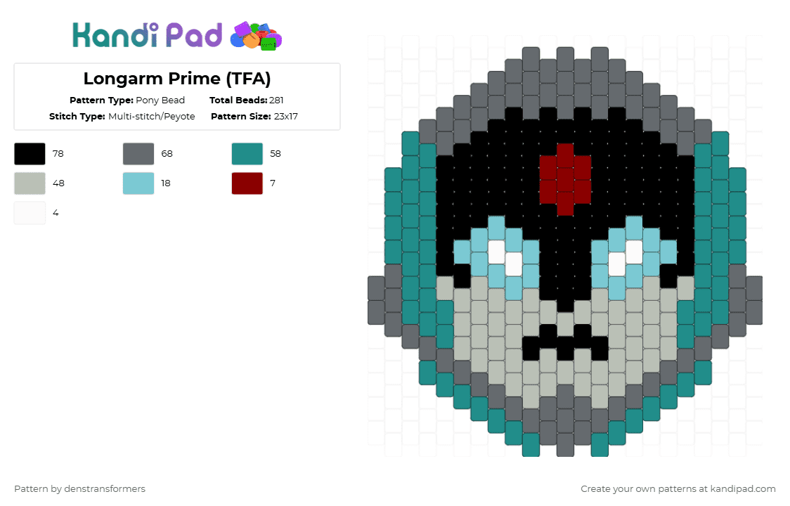 TFA Longarm Prime - Pony Bead Pattern by denstransformers on Kandi Pad - beige,gray,teal,longarm,tfa