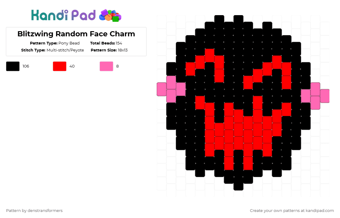 Blitzwing Random Face Charm - Pony Bead Pattern by denstransformers on Kandi Pad - black,red,blitzwing,transformers