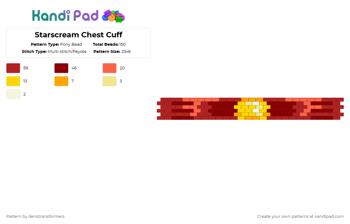 Starscream Chest Cuff - Pony Bead Pattern by denstransformers on Kandi Pad - red,starscream,transformers