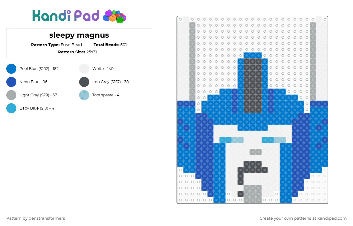 sleepy magnus - Fuse Bead Pattern by denstransformers on Kandi Pad - blue,ultra magnus,eepy,sleepy,transformers