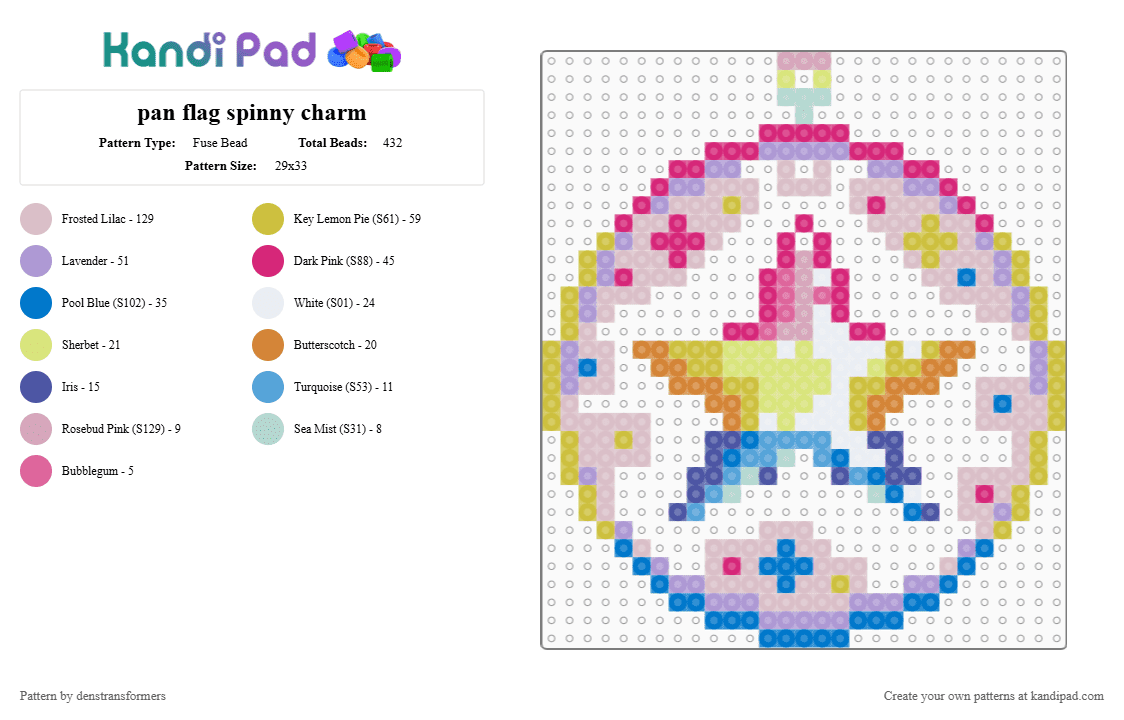 pan flag spinny charm - Fuse Bead Pattern by denstransformers on Kandi Pad - pink,yellow,beige,pride,star,spinner,pan
