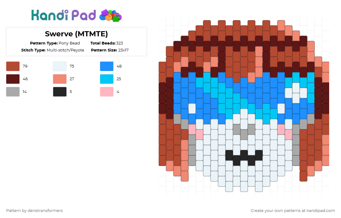 Swerve (MTMTE) - Pony Bead Pattern by denstransformers on Kandi Pad - light blue,red,brown,swerve,transformers,mtmte