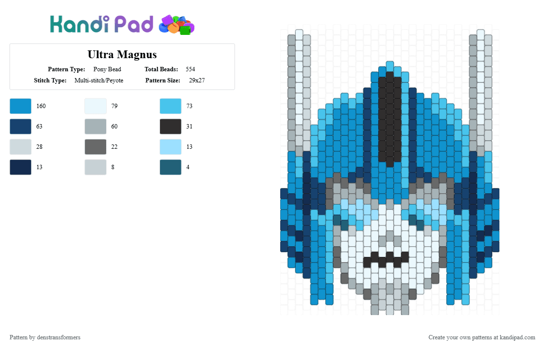 Ultra Magnus - Pony Bead Pattern by denstransformers on Kandi Pad - light blue,ultra magnus,transformers,idw