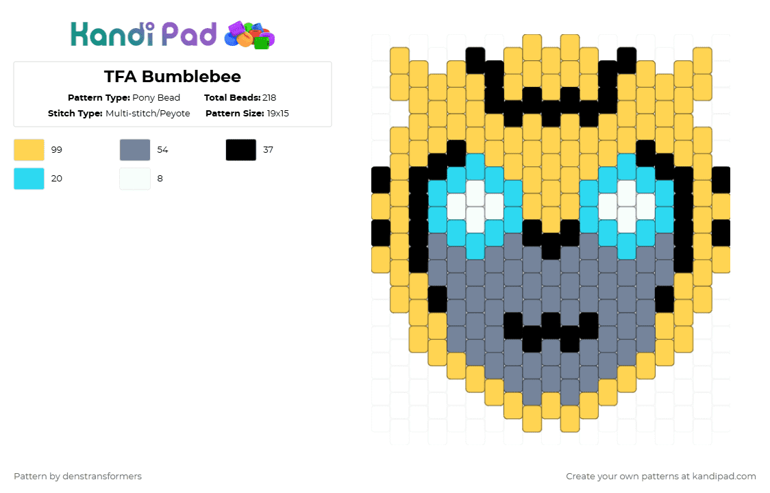 TFA Bumblebee - Pony Bead Pattern by denstransformers on Kandi Pad - yellow,bumblebee,tfa,transformers