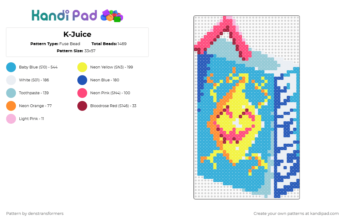 K-Juice - Fuse Bead Pattern by denstransformers on Kandi Pad - light blue,yellow,transformers,kremzeek