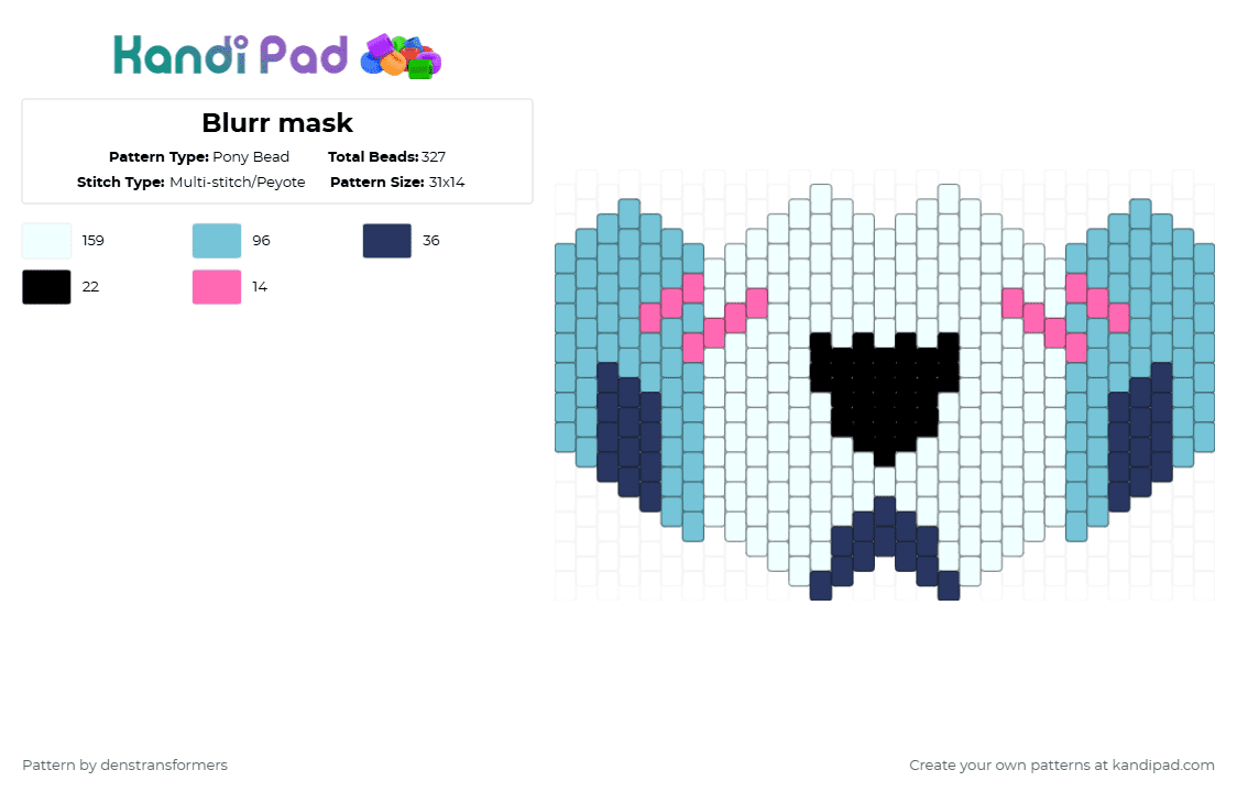 Blurr mask - Pony Bead Pattern by denstransformers on Kandi Pad - white,light blue,blurr,transformers,mask
