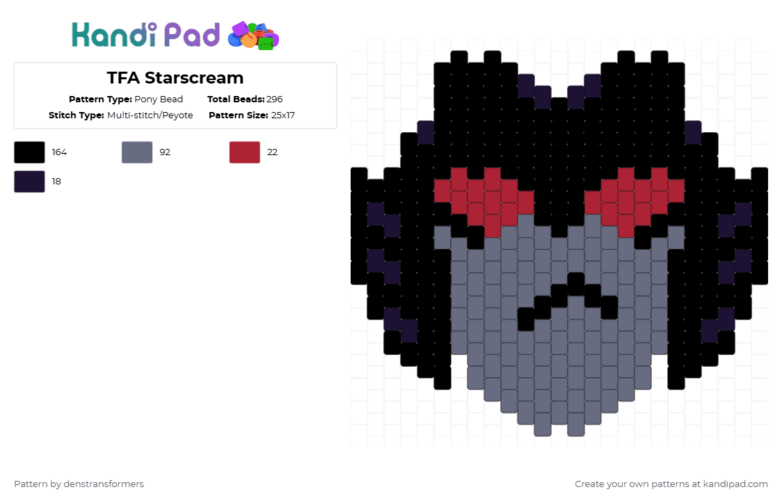 TFA Starscream - Pony Bead Pattern by denstransformers on Kandi Pad - gray,starscream,transformers,tfa