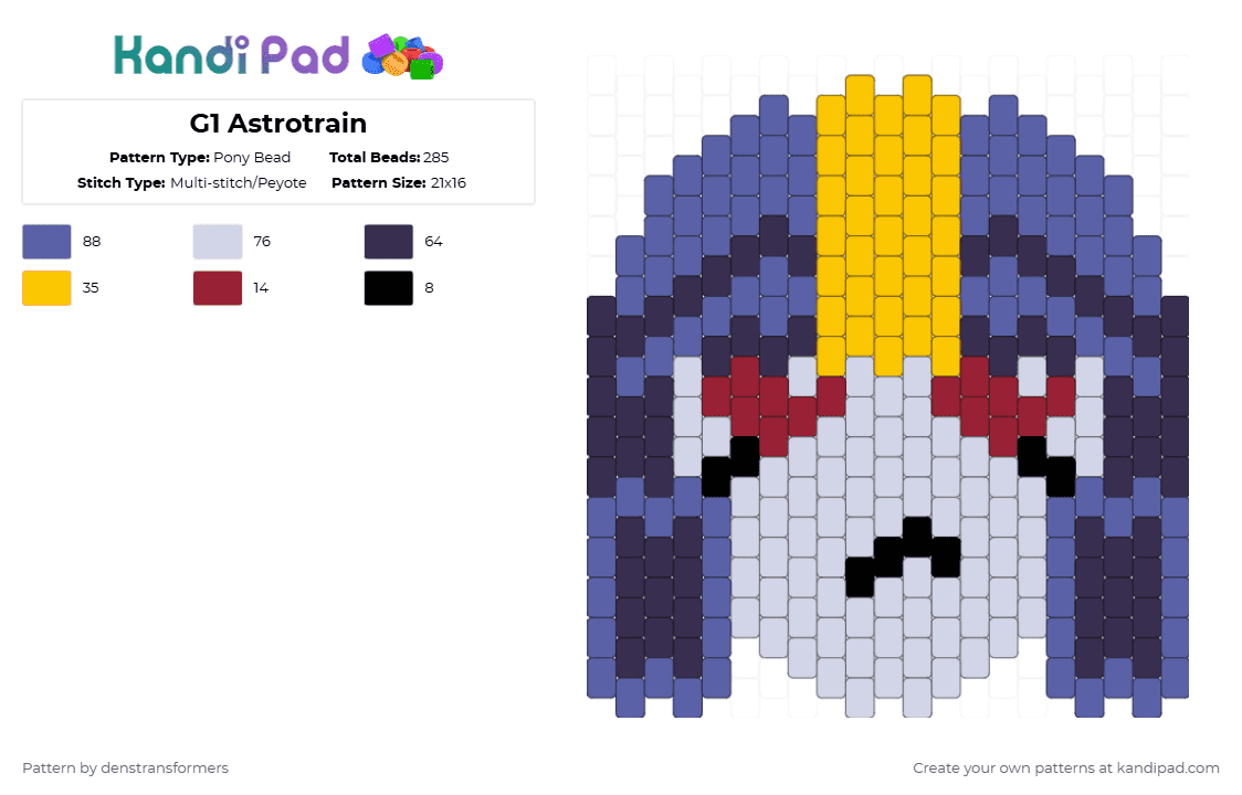 G1 Astrotrain - Pony Bead Pattern by denstransformers on Kandi Pad - astrotrain, g1, purple, transformers