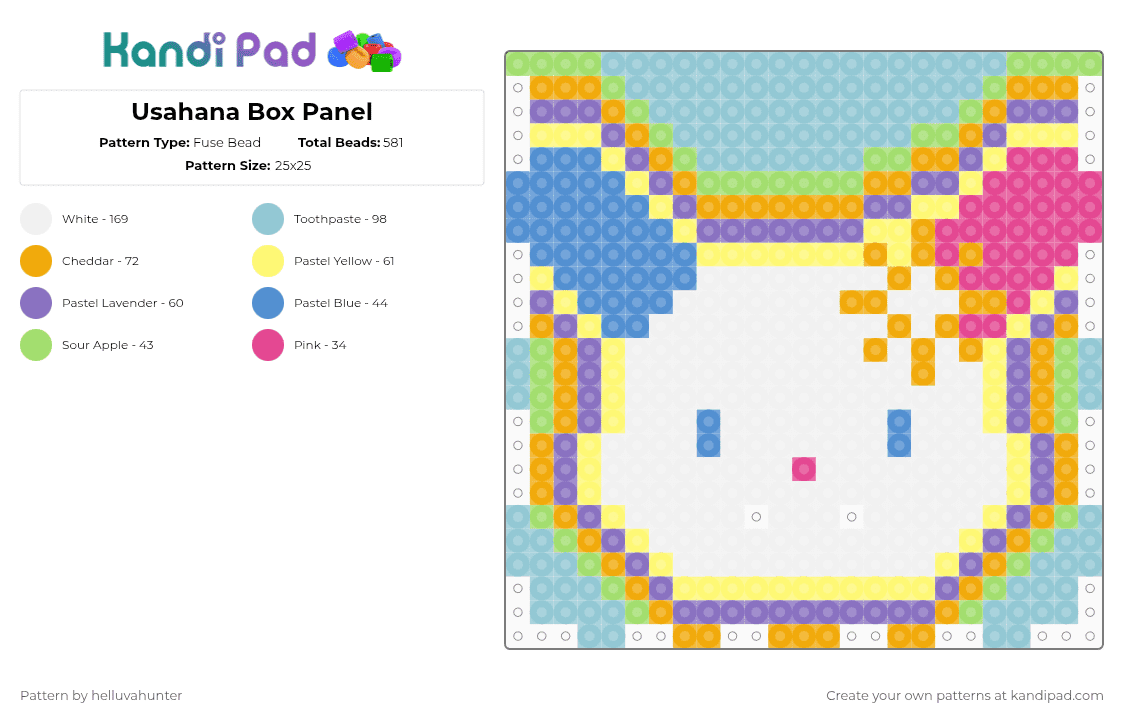 Usahana Box Panel - Fuse Bead Pattern by helluvahunter on Kandi Pad - light blue,orange