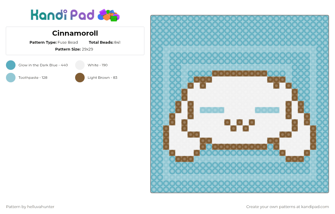 Cinnamoroll - Fuse Bead Pattern by helluvahunter on Kandi Pad - light blue