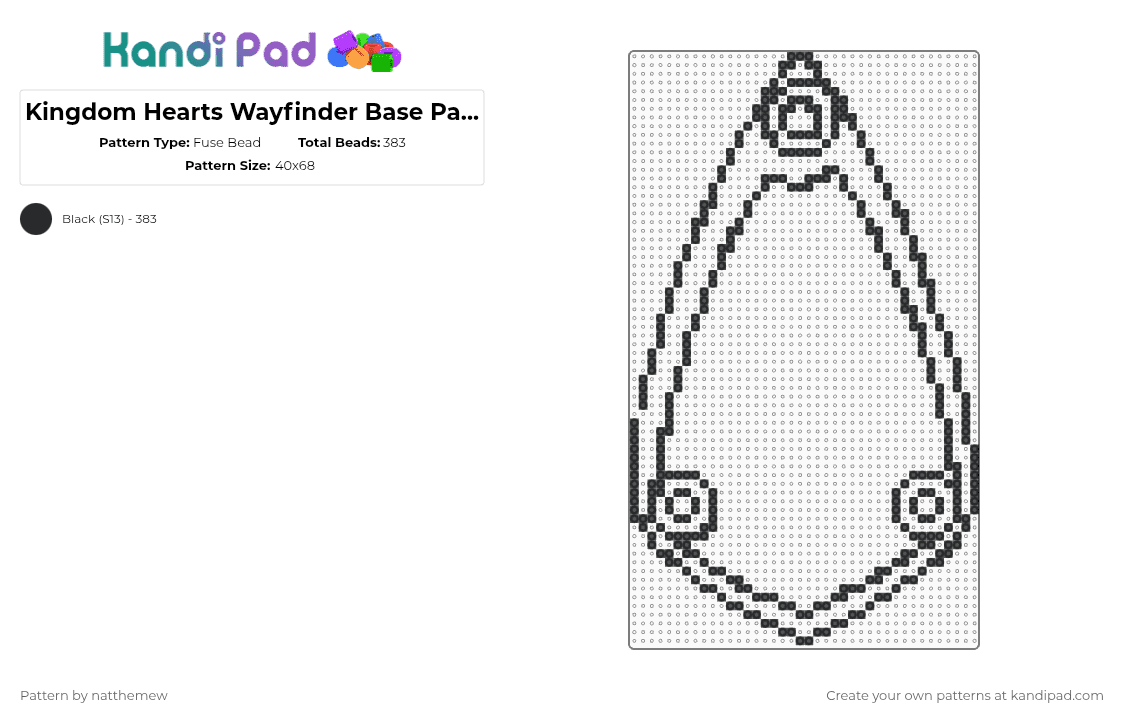 Kingdom Hearts Wayfinder Base Pattern 1 - Fuse Bead Pattern by natthemew on Kandi Pad - black,kingdom hearts,wayfinder,keychain