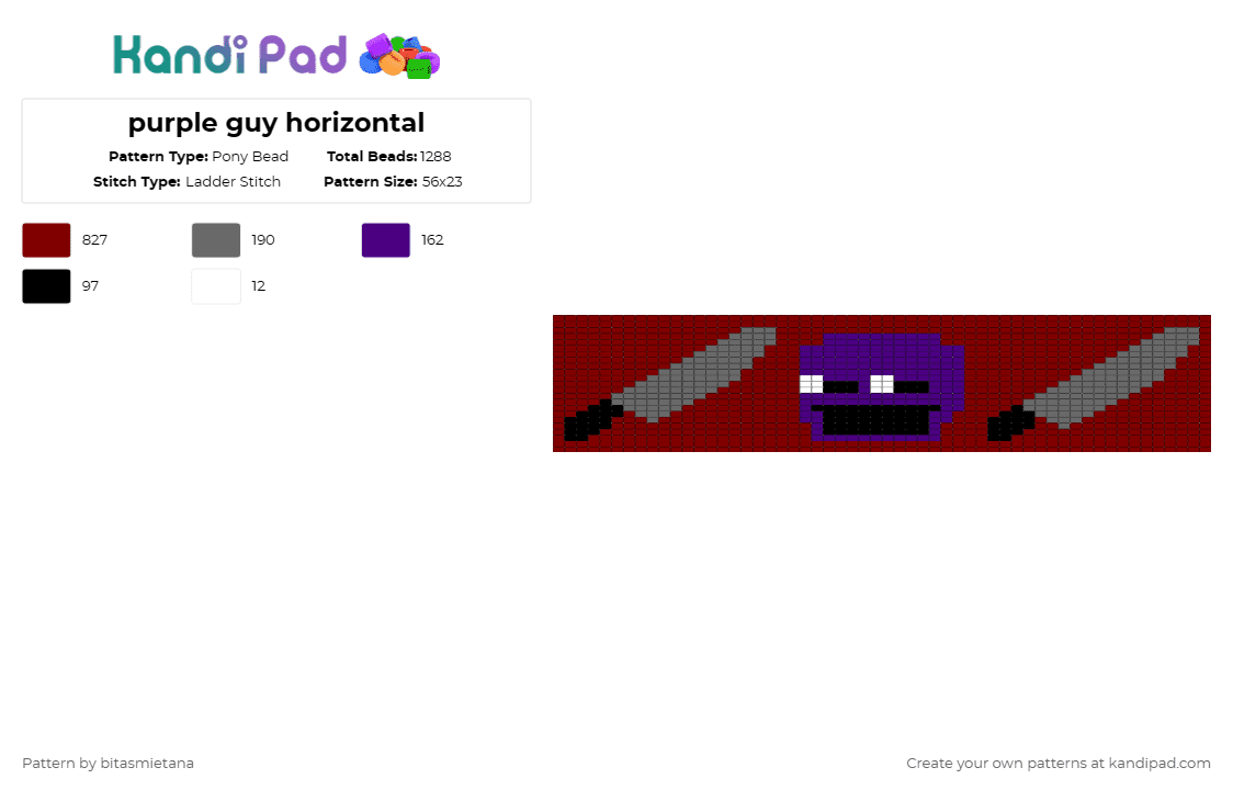 purple guy horizontal - Pony Bead Pattern by bitasmietana on Kandi Pad - brown