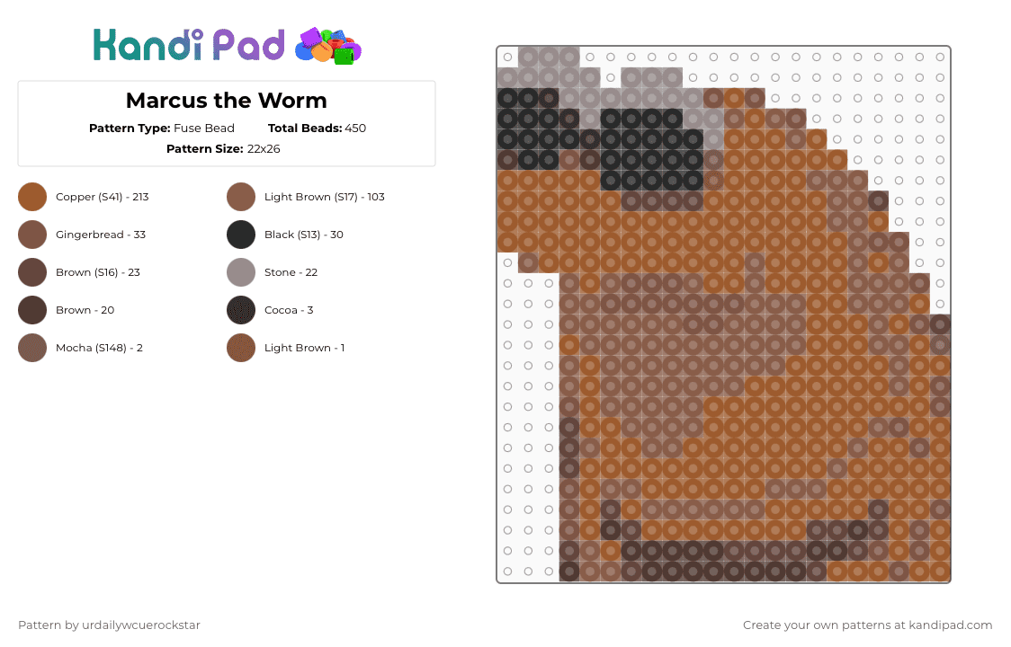 Marcus the Worm - Fuse Bead Pattern by urdailywcuerockstar on Kandi Pad - tan