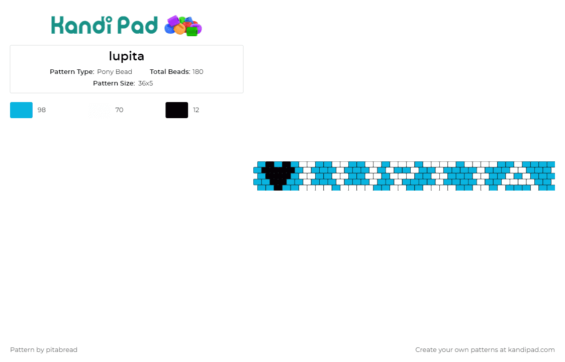 lupita - Pony Bead Pattern by pitabread on Kandi Pad - text,bracelet,cuff,personalized,colorful,bold,statement,gift,summer,light blue