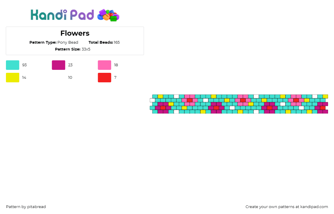 Flowers - Pony Bead Pattern by pitabread on Kandi Pad - flowers,daisies,plants,cuff,spring,vibrancy,floral-themed,cheerful,blooming,plan