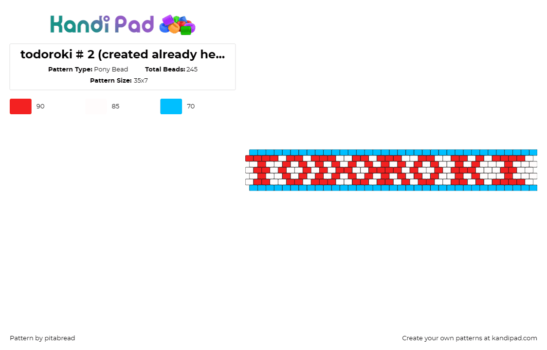 todoroki # 2 (created already hella long) - Pony Bead Pattern by pitabread on Kandi Pad - todoroki,text,my hero academia,cuff,anime,character,red