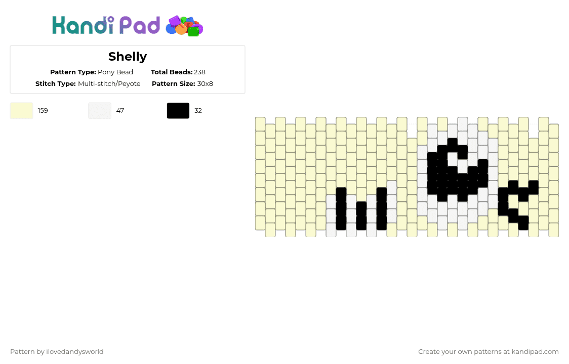 Shelly - Pony Bead Pattern by ilovedandysworld on Kandi Pad - white