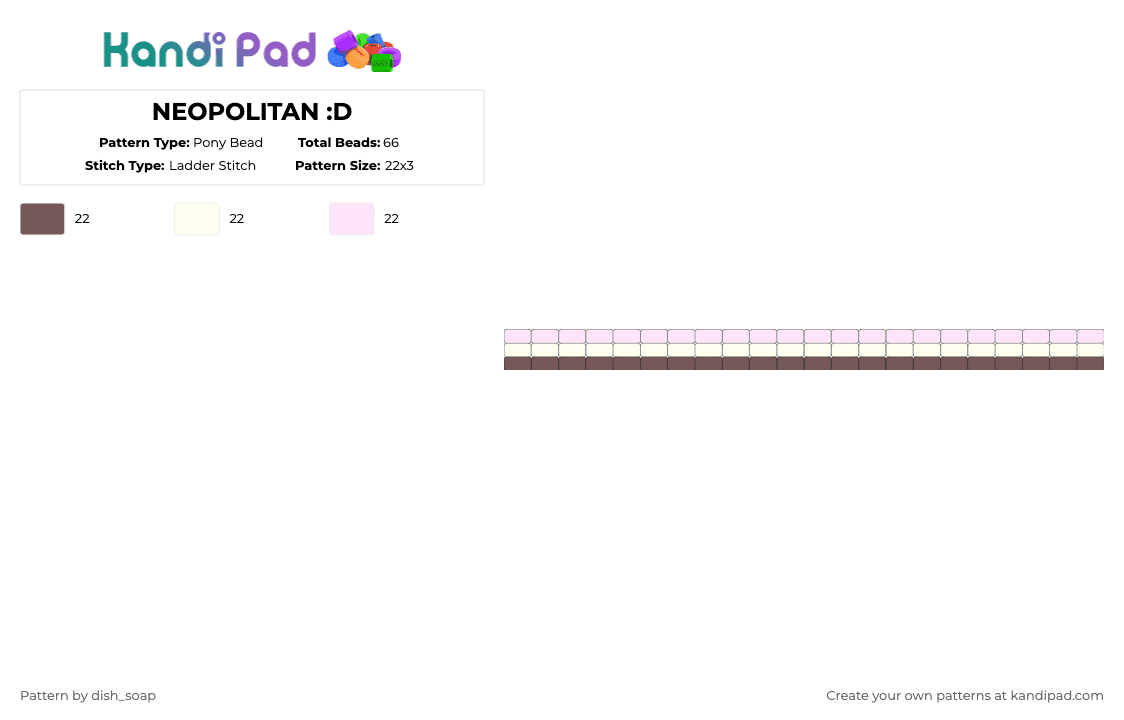 NEOPOLITAN :D - Pony Bead Pattern by dish_soap on Kandi Pad - neapolitan,cuff,bracelet,ice cream,neopolitan,dessert,food,brown,white