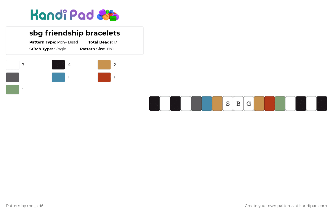 sbg friendship bracelets - Pony Bead Pattern by mel_xd6 on Kandi Pad - white,orange