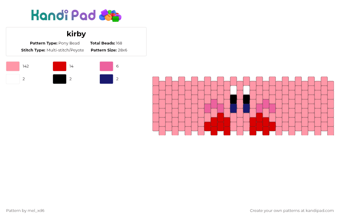 kirby - Pony Bead Pattern by mel_xd6 on Kandi Pad - pink