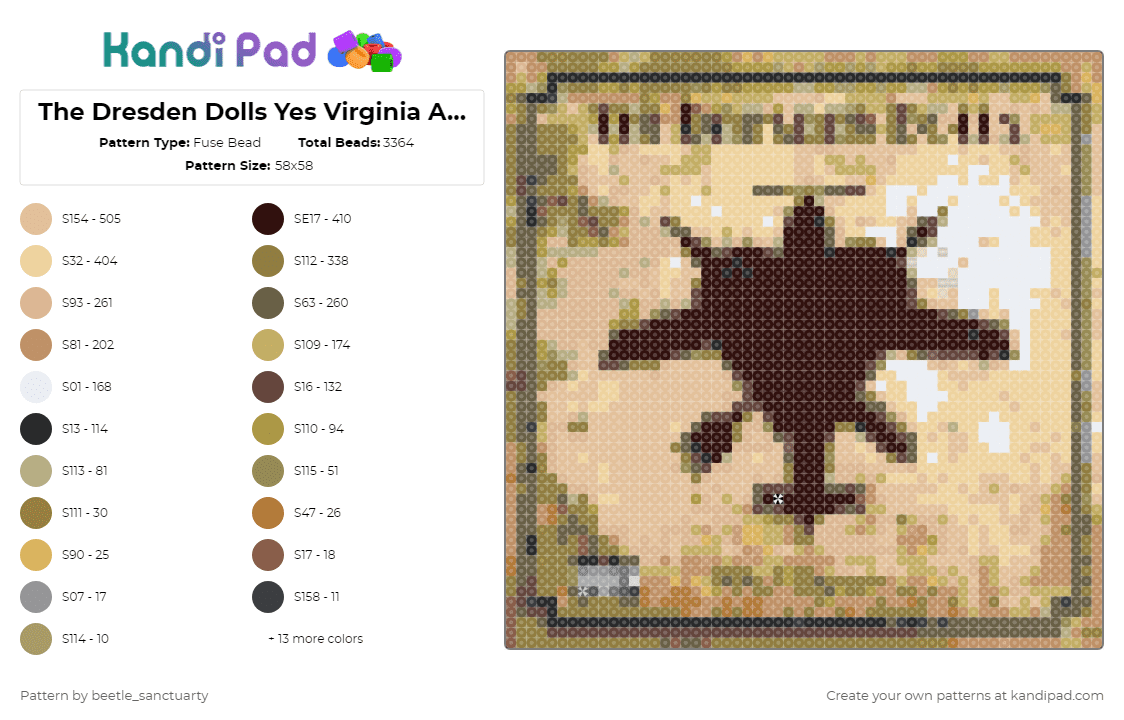 The Dresden Dolls Yes Virginia Album - Fuse Bead Pattern by beetle_sanctuarty on Kandi Pad - music,album