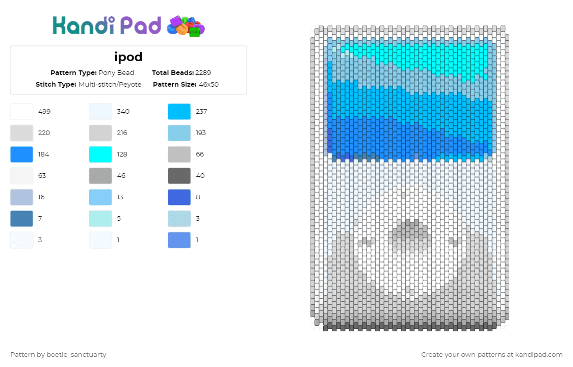 ipod - Pony Bead Pattern by beetle_sanctuarty on Kandi Pad - white,light blue,tech,apple,ipod,music,mp3