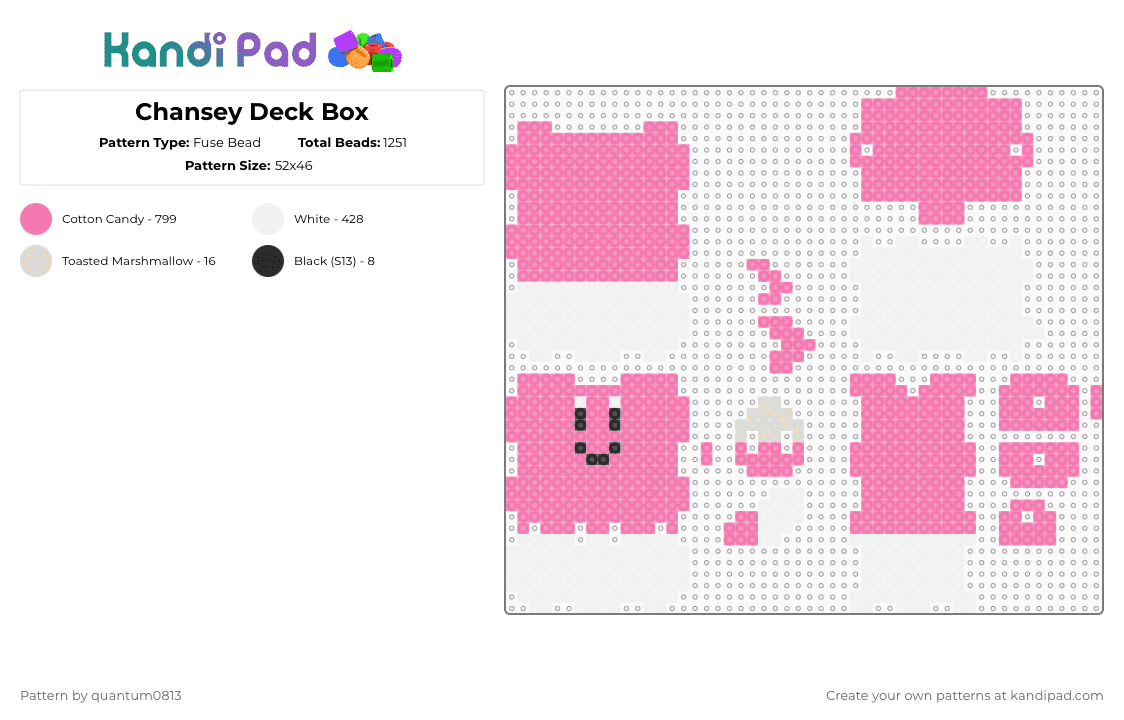 Chansey Deck Box - Fuse Bead Pattern by quantum0813 on Kandi Pad - pink