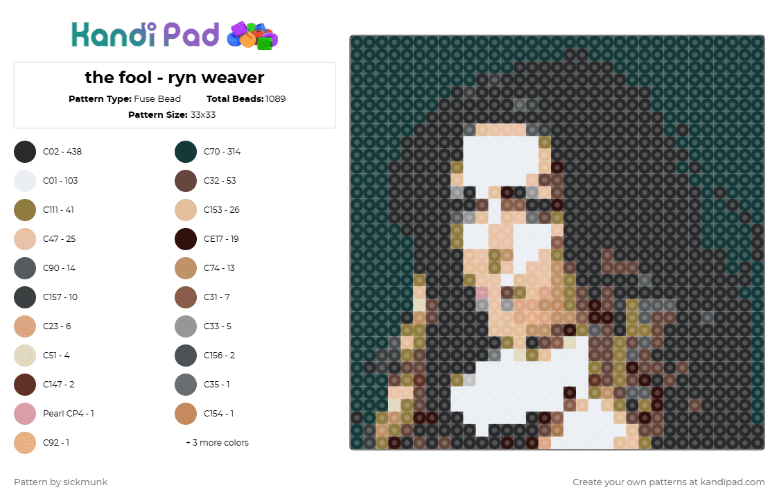 the fool - ryn weaver - Fuse Bead Pattern by sickmunk on Kandi Pad - black,beige,gold,brown
