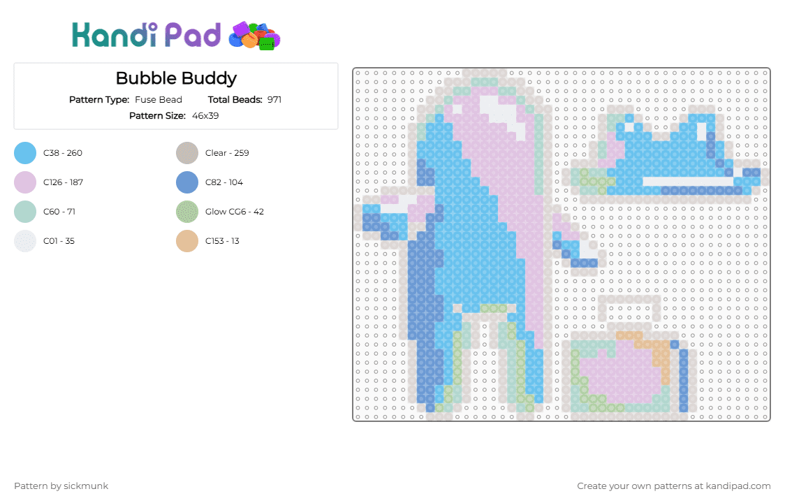 Bubble Buddy - Fuse Bead Pattern by sickmunk on Kandi Pad - beige,light blue,bikini bottom,spongebob,bubble