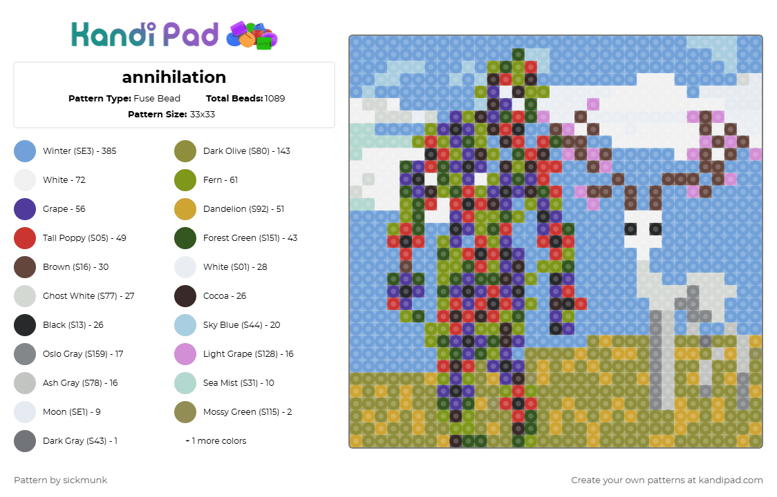 annihilation - Fuse Bead Pattern by sickmunk on Kandi Pad - annihilation, flower person, gold, light blue