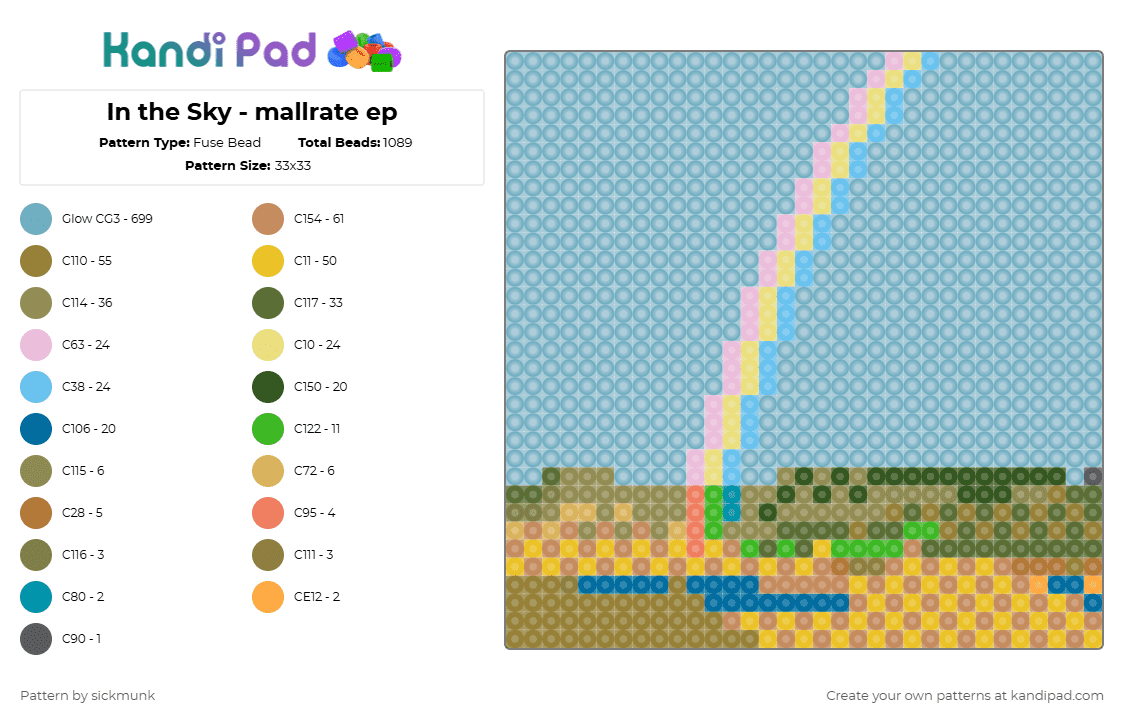 In the Sky - mallrat ep - Fuse Bead Pattern by sickmunk on Kandi Pad - album, gold, light blue, mallrat