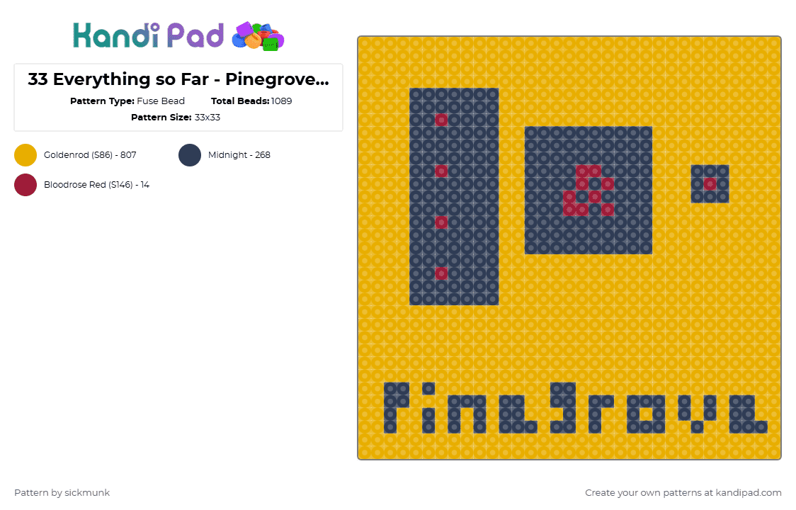 33 Everything so Far - Pinegrove album artwork - Fuse Bead Pattern by sickmunk on Kandi Pad - orange,everything so far,pinegrove,album,album cover,indie,music