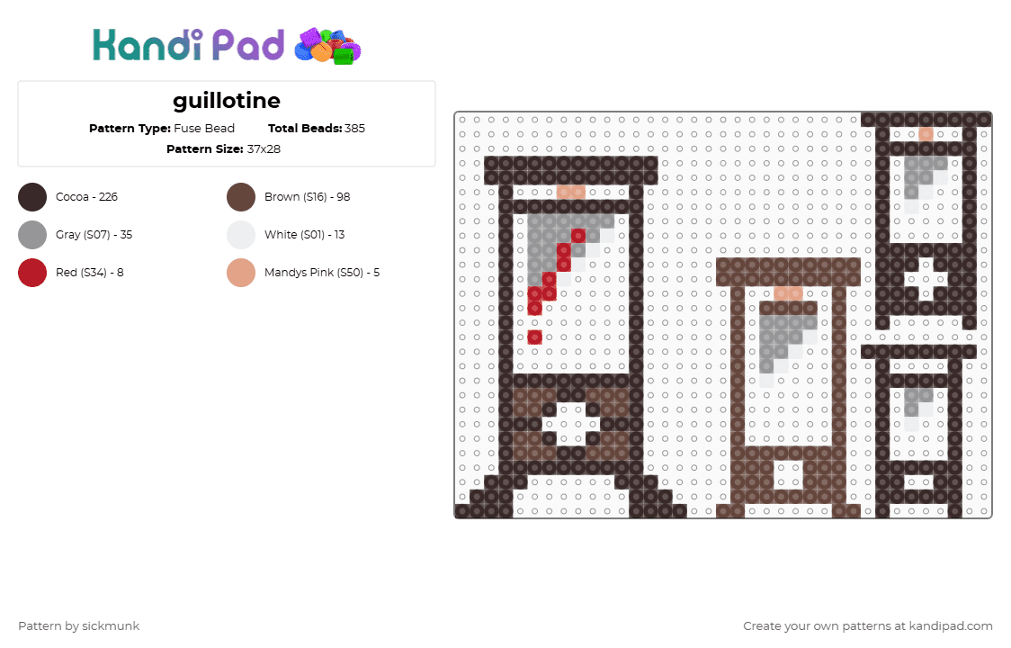guillotine - Fuse Bead Pattern by sickmunk on Kandi Pad - brown