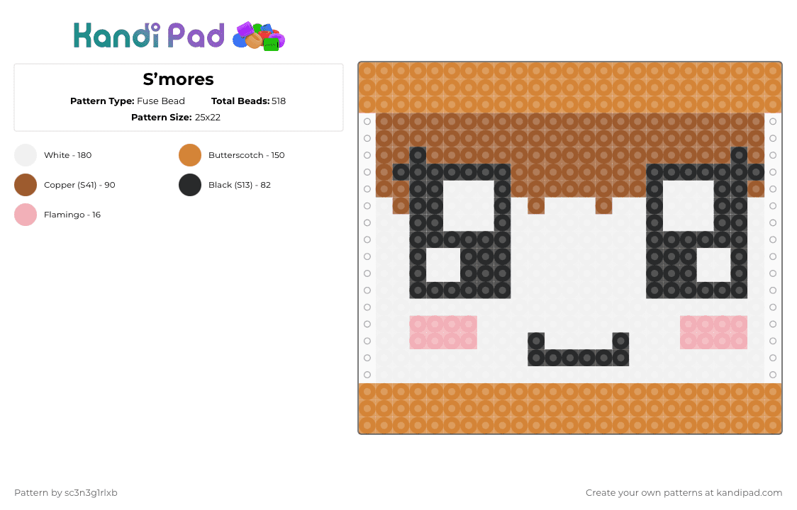 S’mores - Fuse Bead Pattern by sc3n3g1rlxb on Kandi Pad - tan,orange