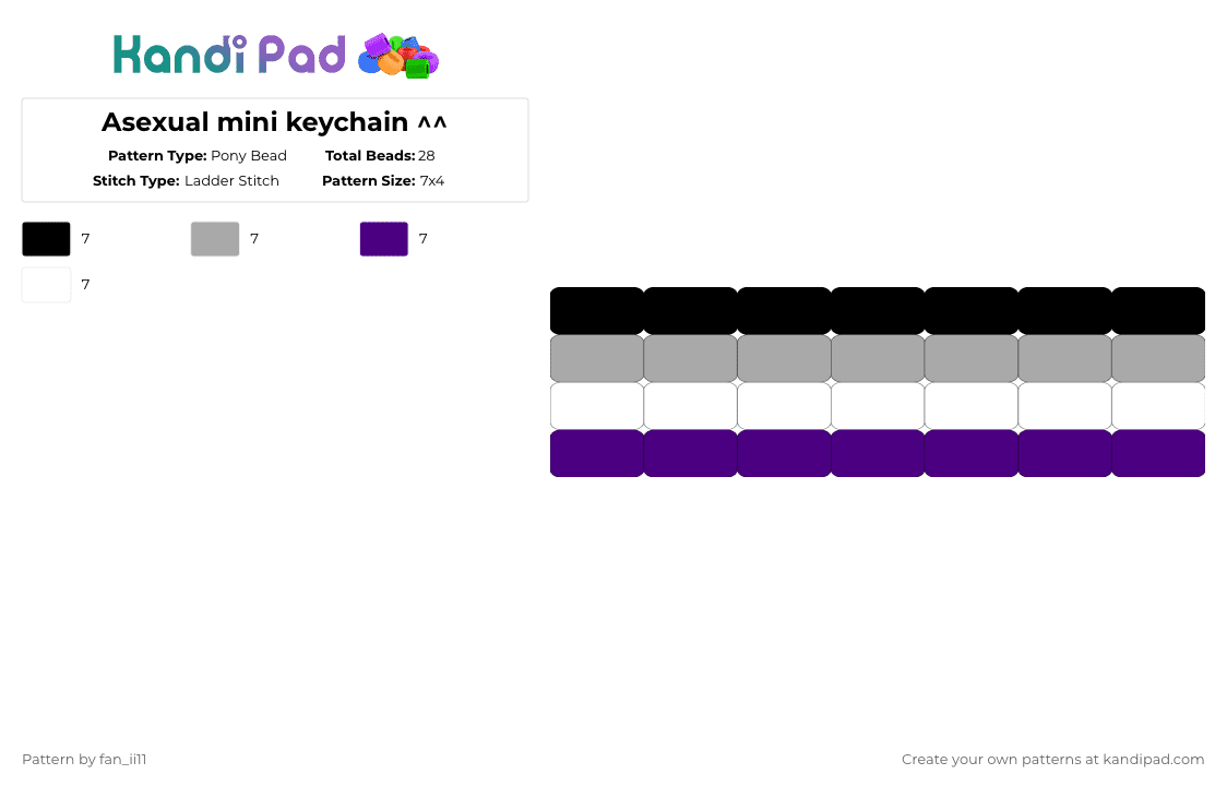 Asexual mini keychain ^^ - Pony Bead Pattern by fan_ii11 on Kandi Pad - beige,purple