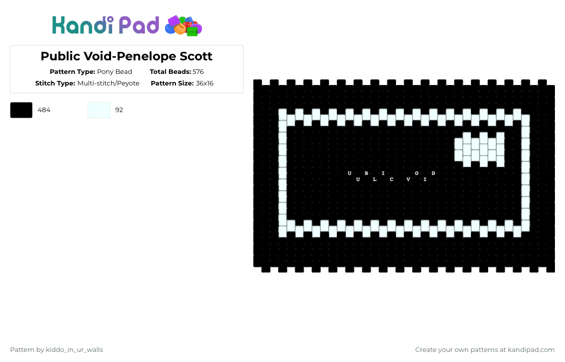 Public Void-Penelope Scott - Pony Bead Pattern by kiddo_in_ur_walls on Kandi Pad - black,music,penelope scott,public void