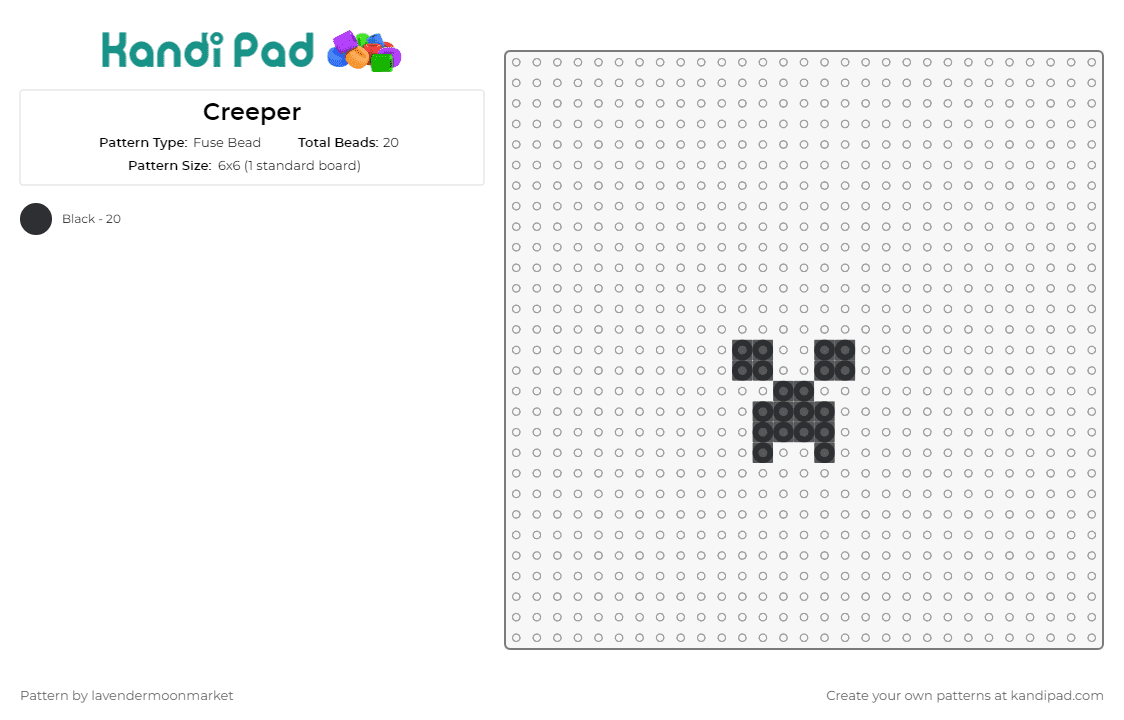 Creeper - Fuse Bead Pattern by lavendermoonmarket on Kandi Pad - creeper,minecraft