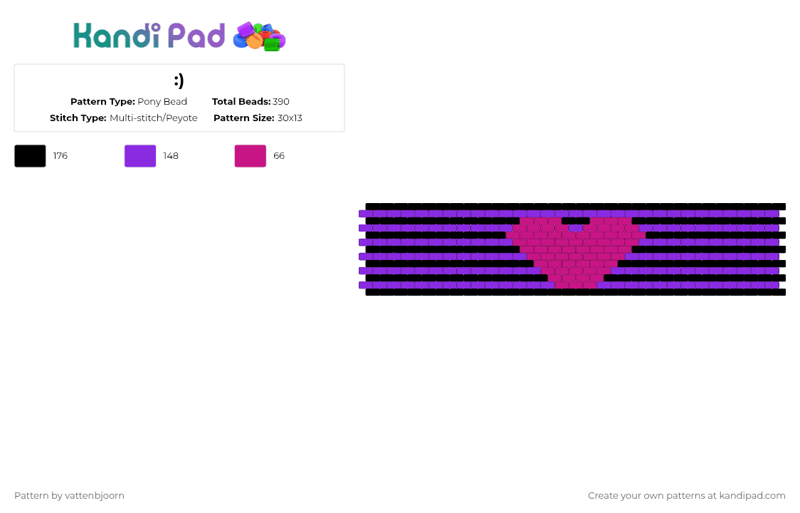 :) - Pony Bead Pattern by vattenbjoorn on Kandi Pad - pink,purple