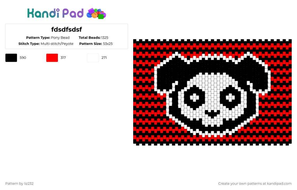 fdsdfsdsf - Pony Bead Pattern by liz232 on Kandi Pad - red,white