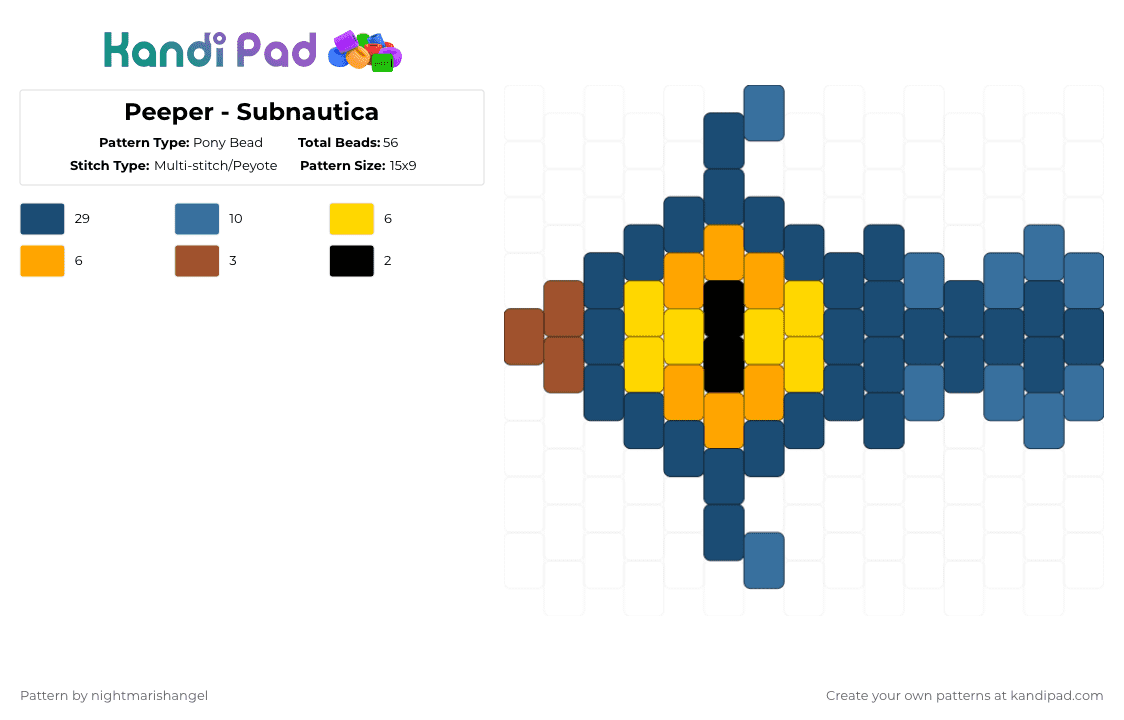 Peeper - Subnautica - Pony Bead Pattern by nightmarishangel on Kandi Pad - blue,subnautica,fish,peeper