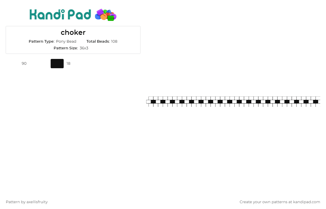 choker - Pony Bead Pattern by axellisfruity on Kandi Pad - necklace,choker,black,white,simple