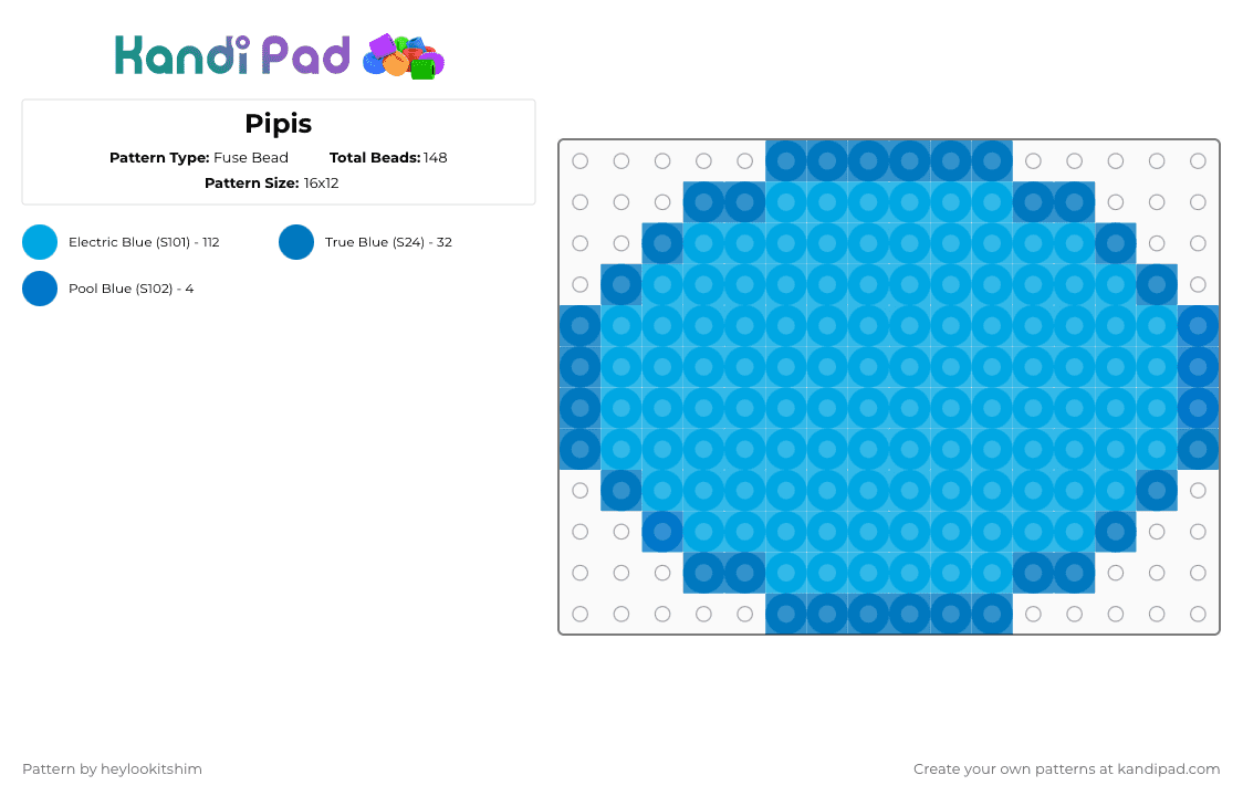 Pipis - Fuse Bead Pattern by heylookitshim on Kandi Pad - light blue