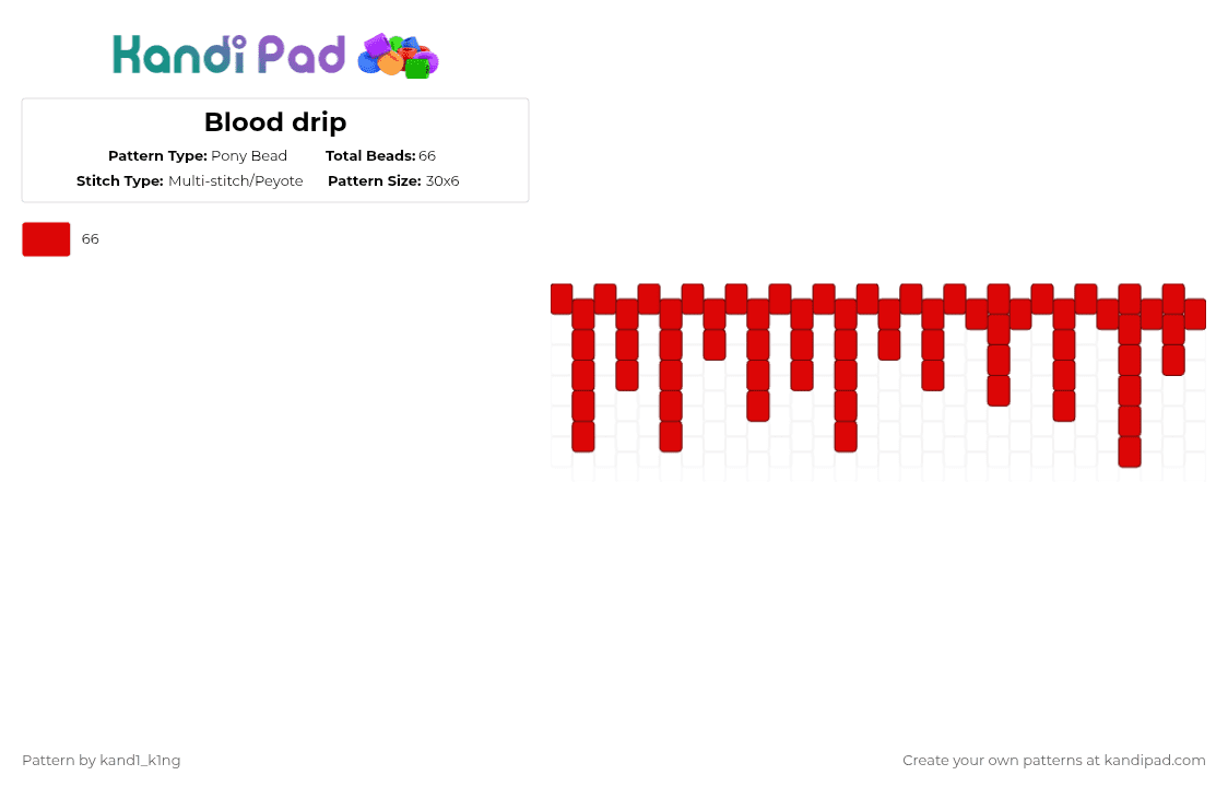 Blood drip - Pony Bead Pattern by kand1_k1ng on Kandi Pad - red,blood,halloween,horror,horror movie