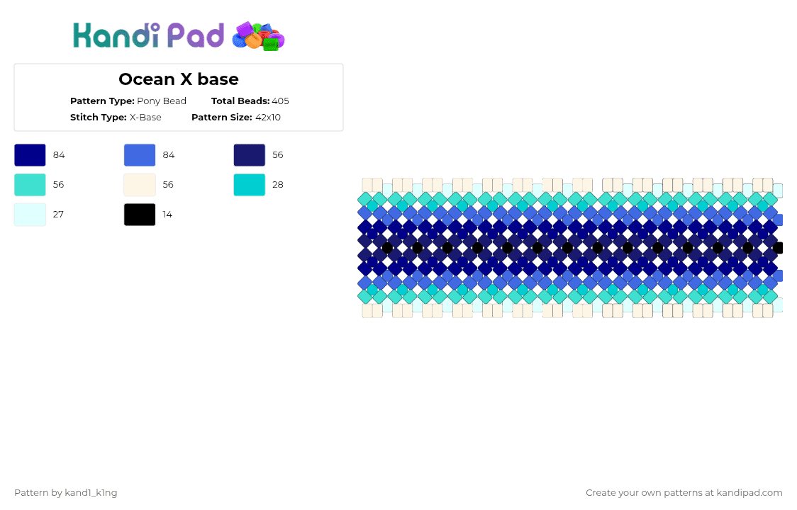 Ocean X base - Pony Bead Pattern by kand1_k1ng on Kandi Pad - purple,ocean,blue,beach,xbase