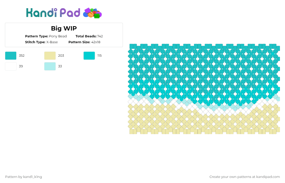 Mega beach rotator cuff - Pony Bead Pattern by kand1_k1ng on Kandi Pad - teal,ocean,water,beach,mega cuff,nature,big,waves,rotator