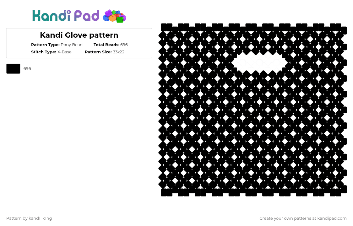 Kandi Glove pattern - Pony Bead Pattern by kand1_k1ng on Kandi Pad - black,glove,remix,cute,scene,emo,xbase