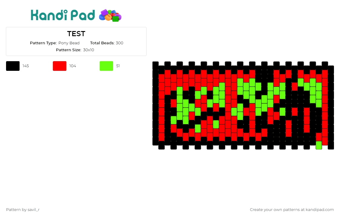 TEST - Pony Bead Pattern by savil_r on Kandi Pad - cuff