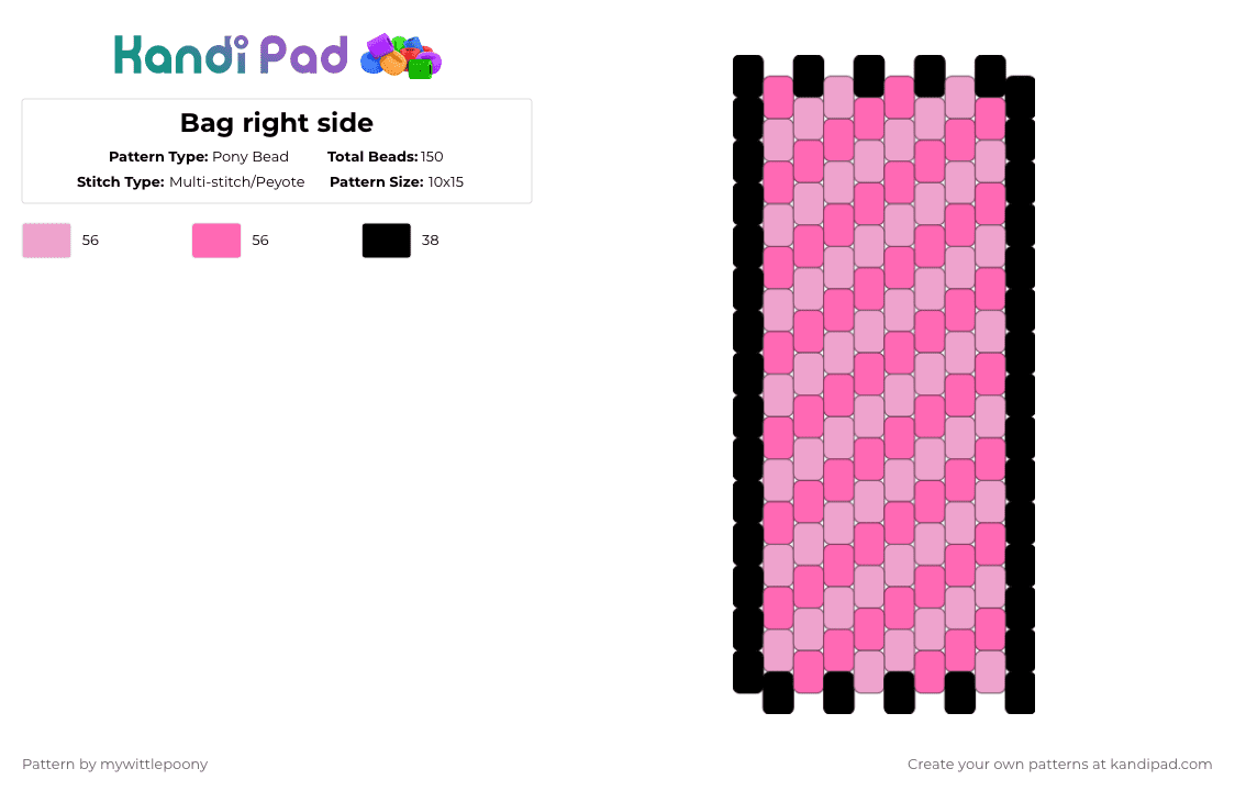 Bag right side - Pony Bead Pattern by mywittlepoony on Kandi Pad - pink